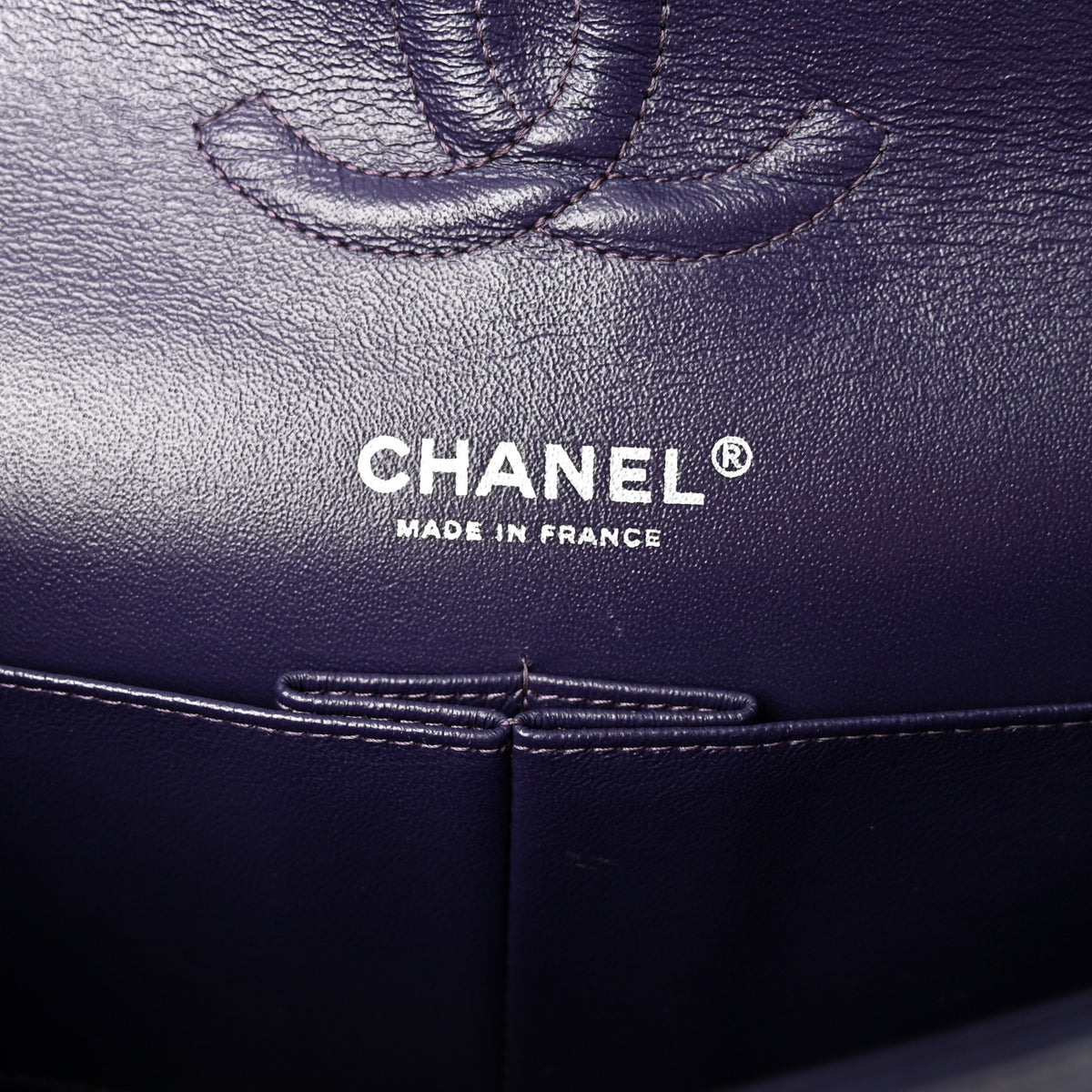 Lambskin Quilted Medium Double Flap Dark Purple