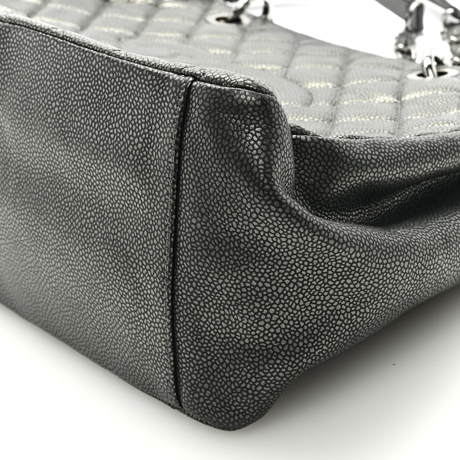 Chanel Metallic Caviar Quilted Grand Shopping Tote GST Dark Silver 9 of 10