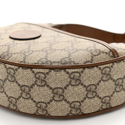 Gucci GG Supreme Monogram Azalea Calfskin Mini Retro Interlocking G Half Moon Bag Beige Ebony Brown Sugar 10 of 10