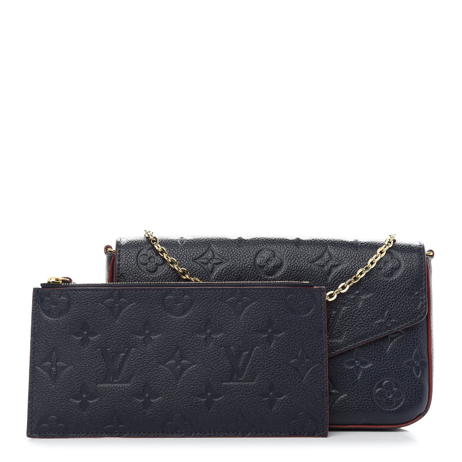 Louis Vuitton Empreinte Pochette Felicie Chain Wallet Marine Rouge 3 of 11