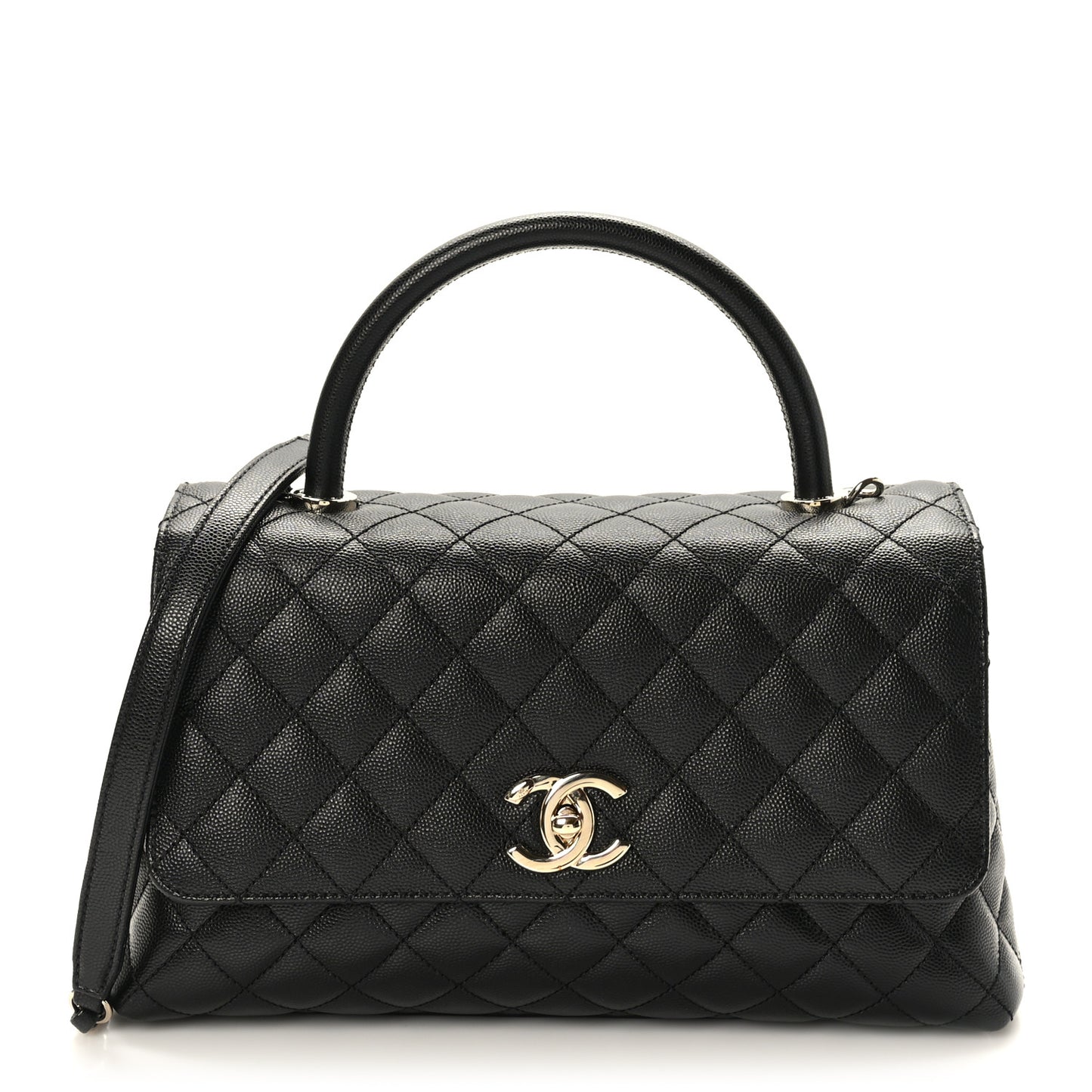 Caviar Quilted Small Coco Handle Flap Black