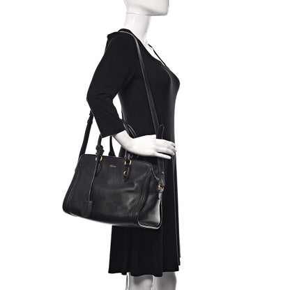 Alexander McQueen Pebbled Calfskin Small Skull Padlock Zip Around Tote Black 2 of 14