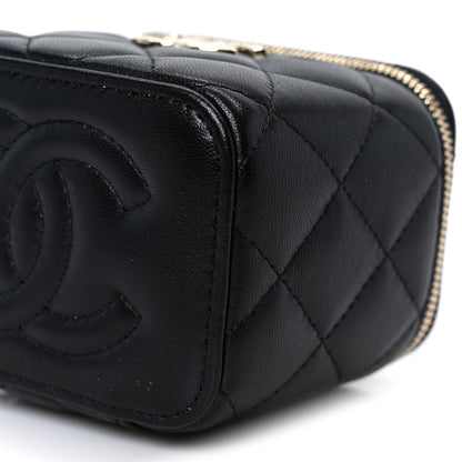 Chanel Lambskin Quilted Mini CC Crush Vanity Case With Chain Black 10 of 11