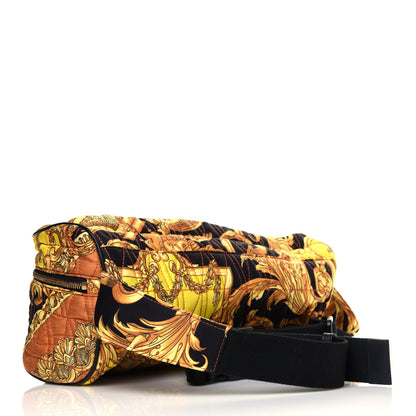 Versace Vitello Nylon Quilted Trapuntata Baroque Print Belt Bag Black Gold 2 of 10