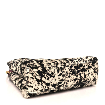 Chanel Pony Hair Printed Chic Lady Small Shopping Tote White Black 4 of 11