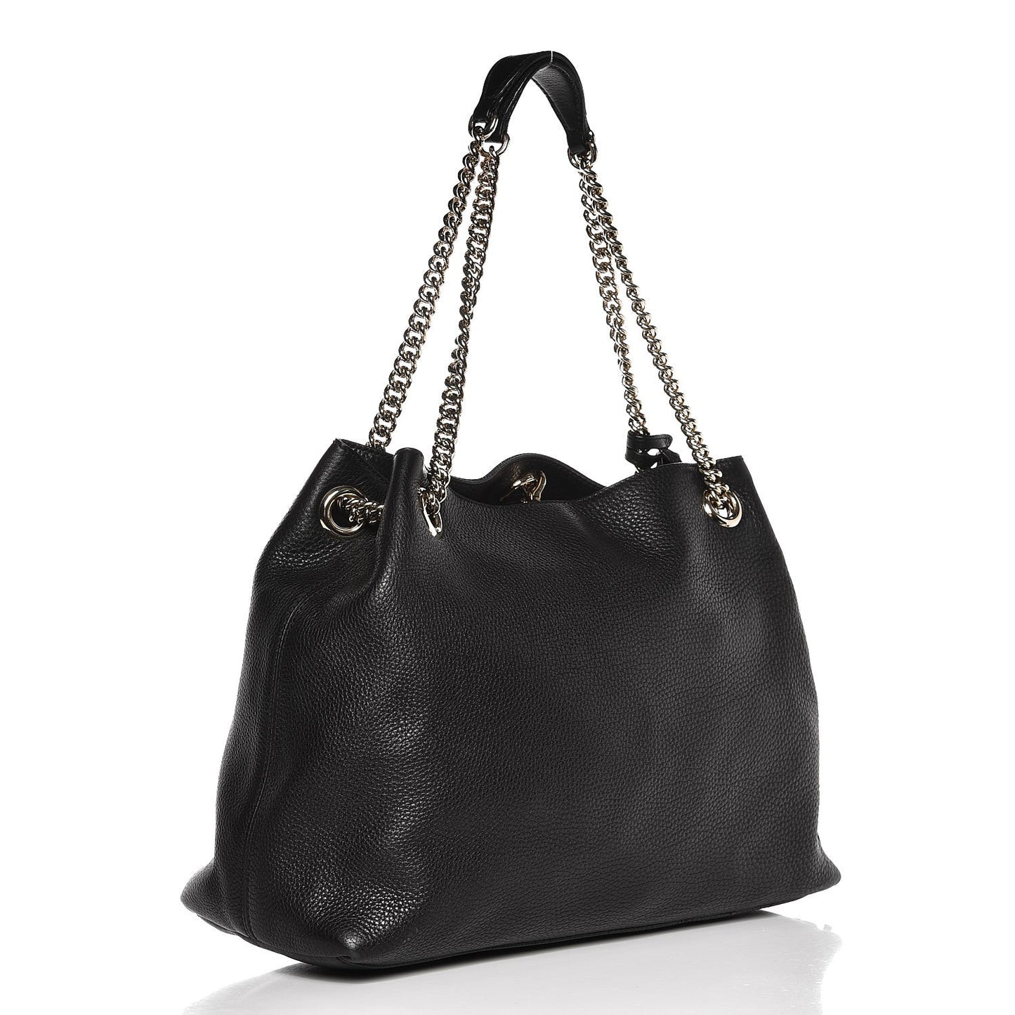 Pebbled Calfskin Medium Soho Chain Shoulder Bag Black
