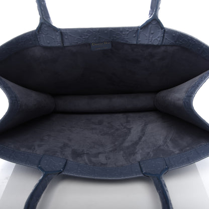 Christian Dior Oblique Calfskin Embossed Book Tote Denim Blue 5 of 10