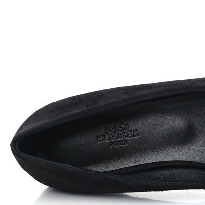 Hermes Suede Goatskin Crystal Douce Ballerina Flats 36 Black 7 of 8