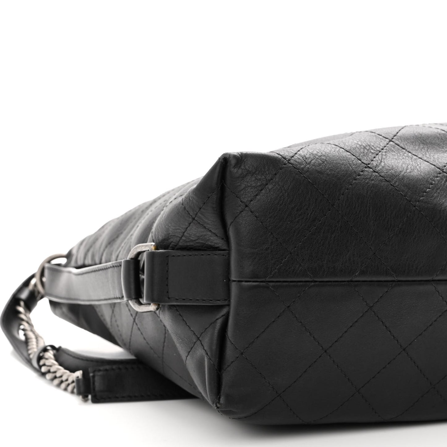 Calfskin Stitched Large Hobo Black