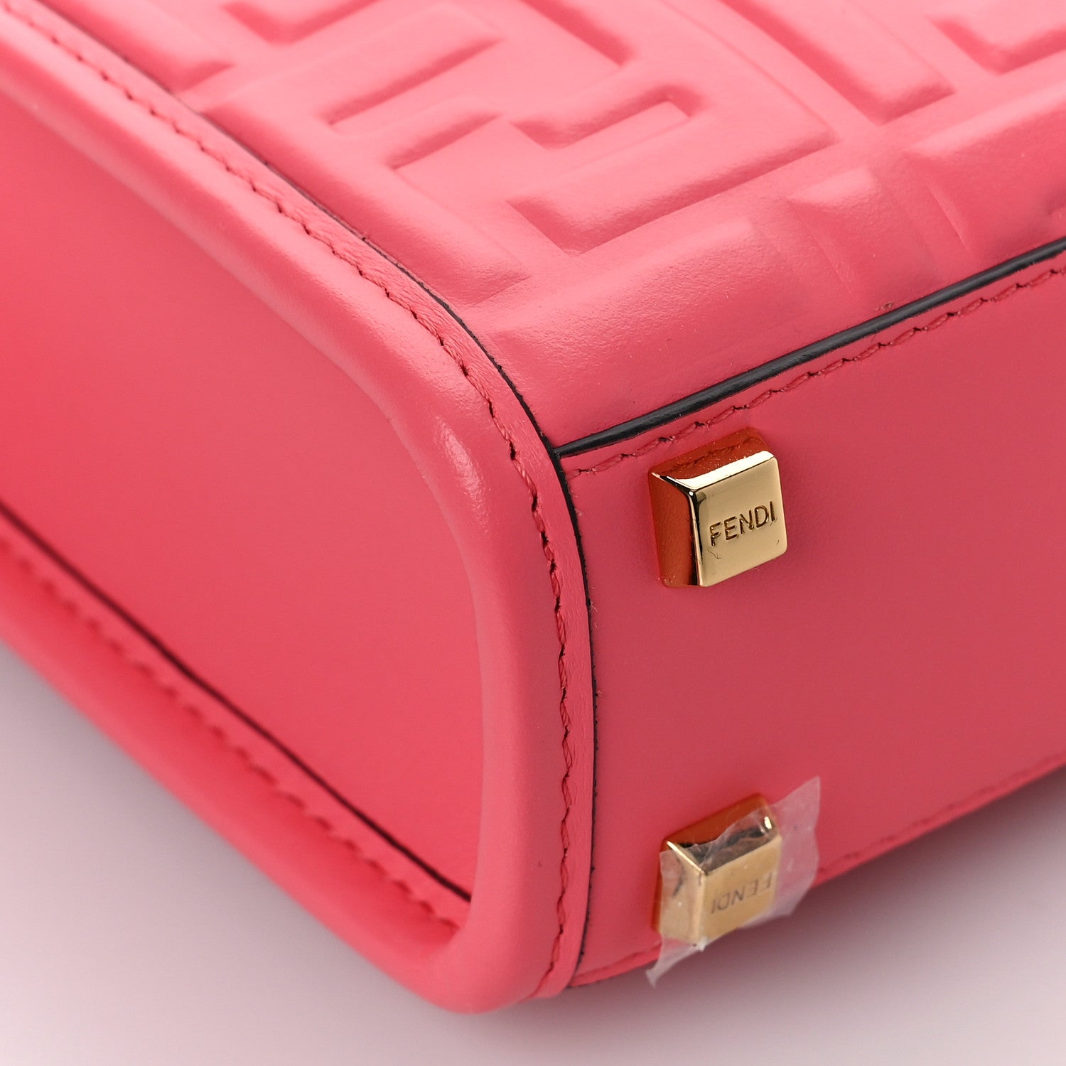 Fendi Vitello Plexiglass FF Embossed Mini Fendi Sunshine Shopper Tote Pink Dalia 7 of 8