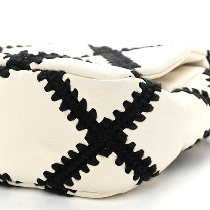 Chanel Calfskin Crochet Medium Chanel 19 Flap White Black 9 of 9