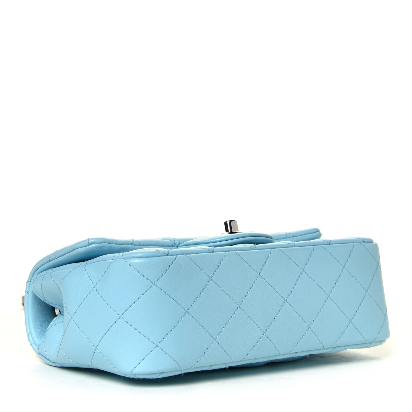 Lambskin Quilted Mini Rectangular Flap Neon Blue