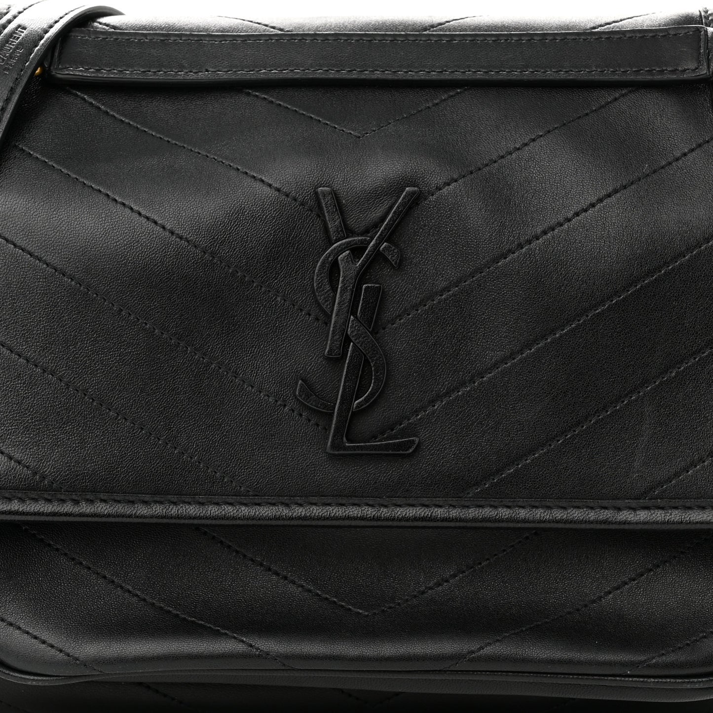 Lambskin Matelasse Monogram Medium Niki Chain Satchel Black