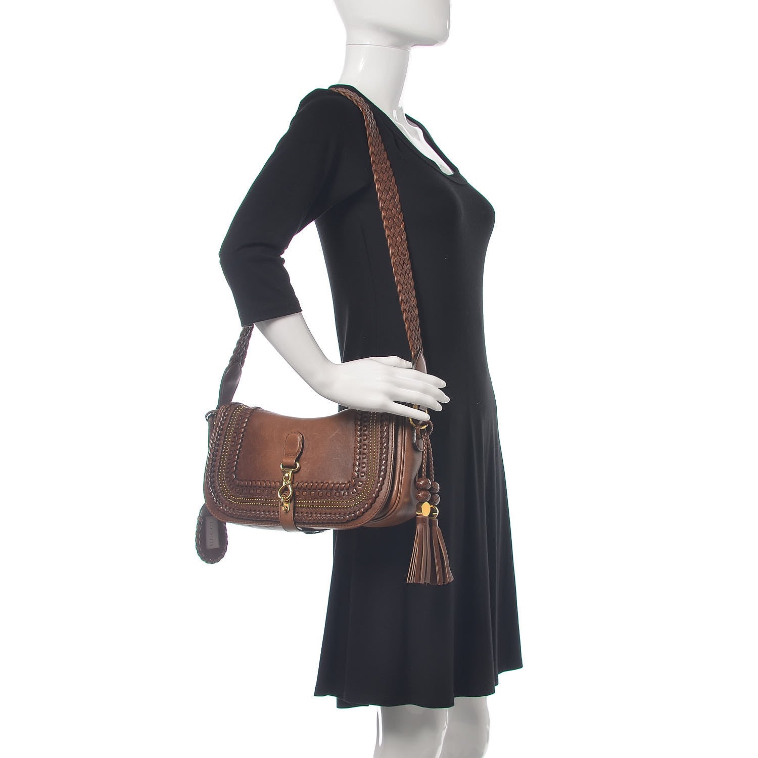 Gucci Calfskin Handmade Medium Flap Shoulder Bag Brown 2 of 15