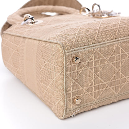Christian Dior Canvas Embroidered Medium Lady D-Lite Beige 7 of 10