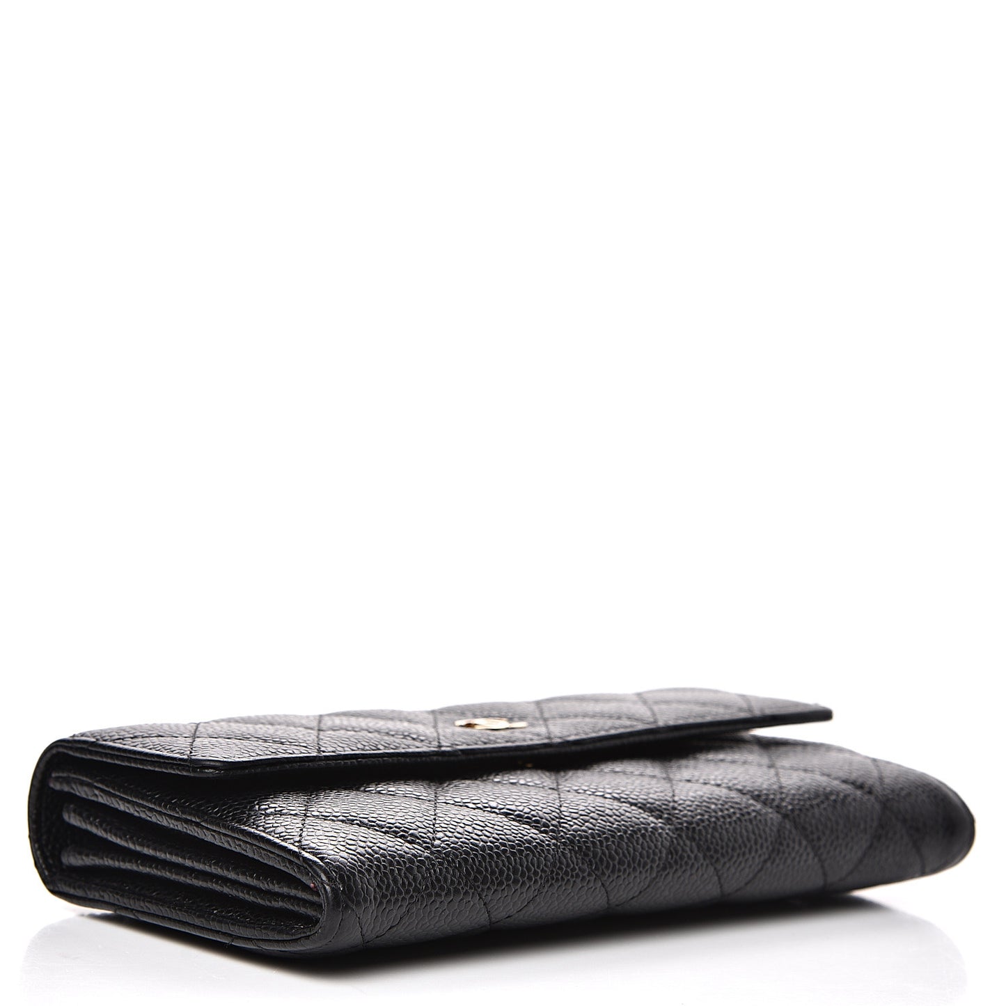 Caviar Quilted Large Gusset Flap Wallet Black
