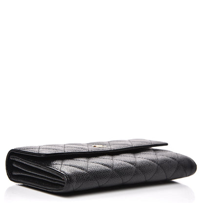 Chanel Caviar Quilted Large Gusset Flap Wallet Black 3 of 9