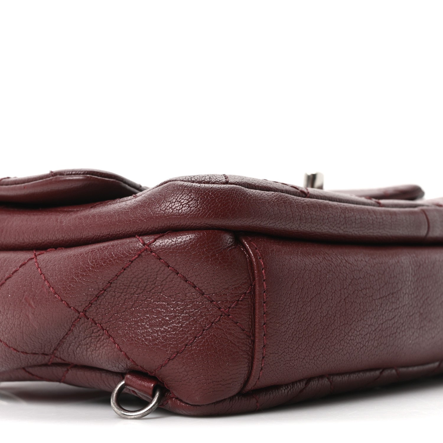 Chanel Shiny Goatskin Quilted Small Double Carry Waist Chain Flap Burgundy 9 of 10