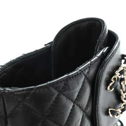 Chanel Shiny Lambskin Quilted Lace Up Combat Boots 38 Black 9 of 11