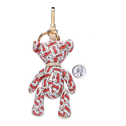 Burberry Calfskin Print Monogram Thomas Bear Bag Charm Beige Red 2 of 3