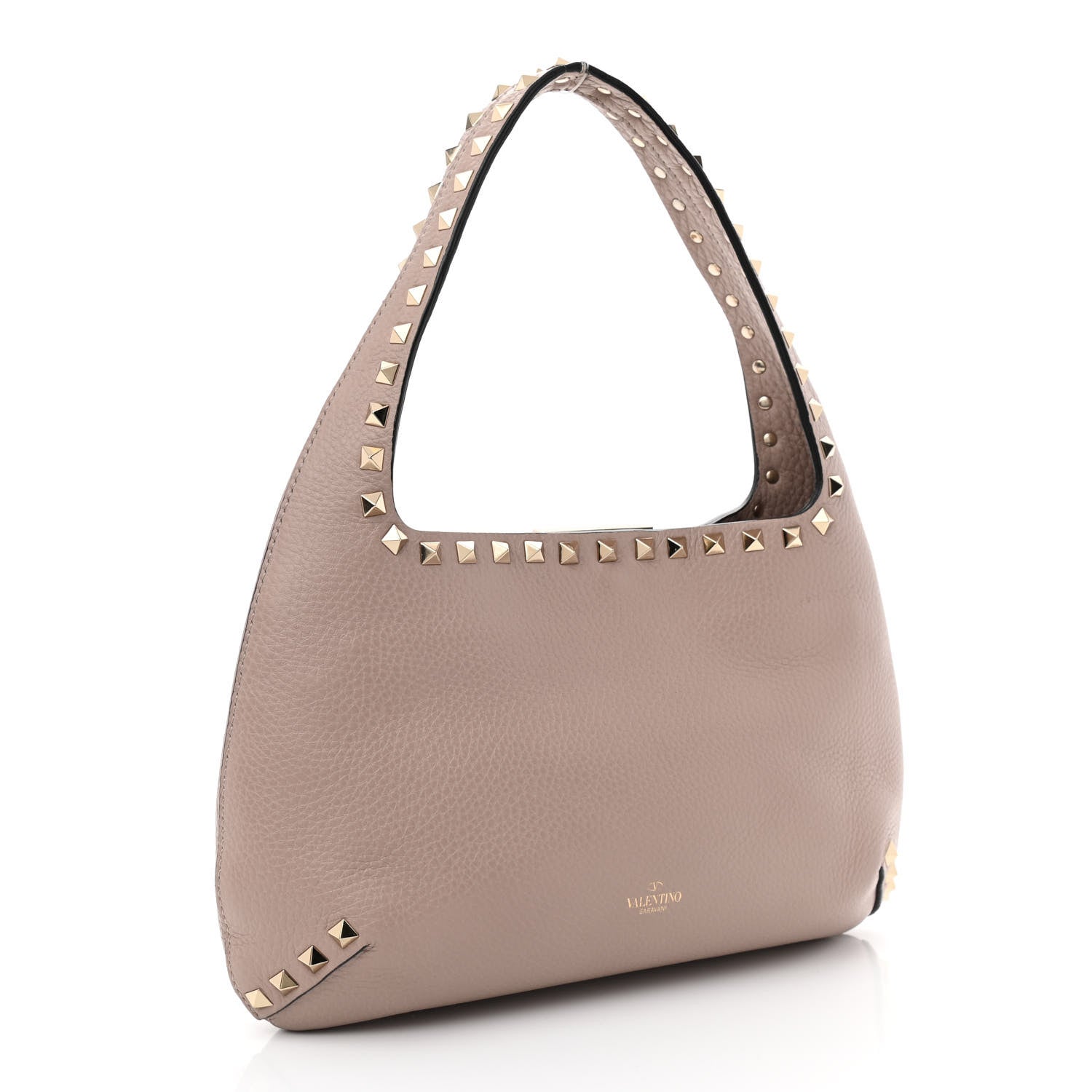 Valentino Garavani Pebbled Calfskin Small Rockstud Flip Lock Hobo Poudre 3 of 10