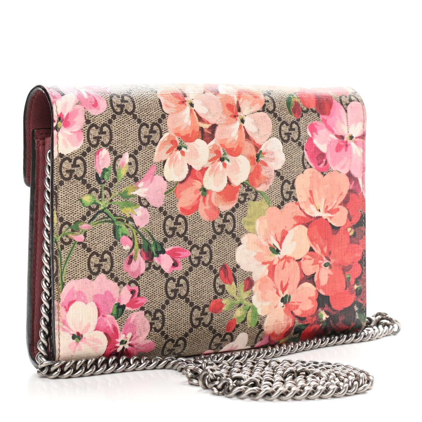 GG Supreme Monogram Blooms Mini Dionysus Chain Wallet Beige Multicolor Dry Rose