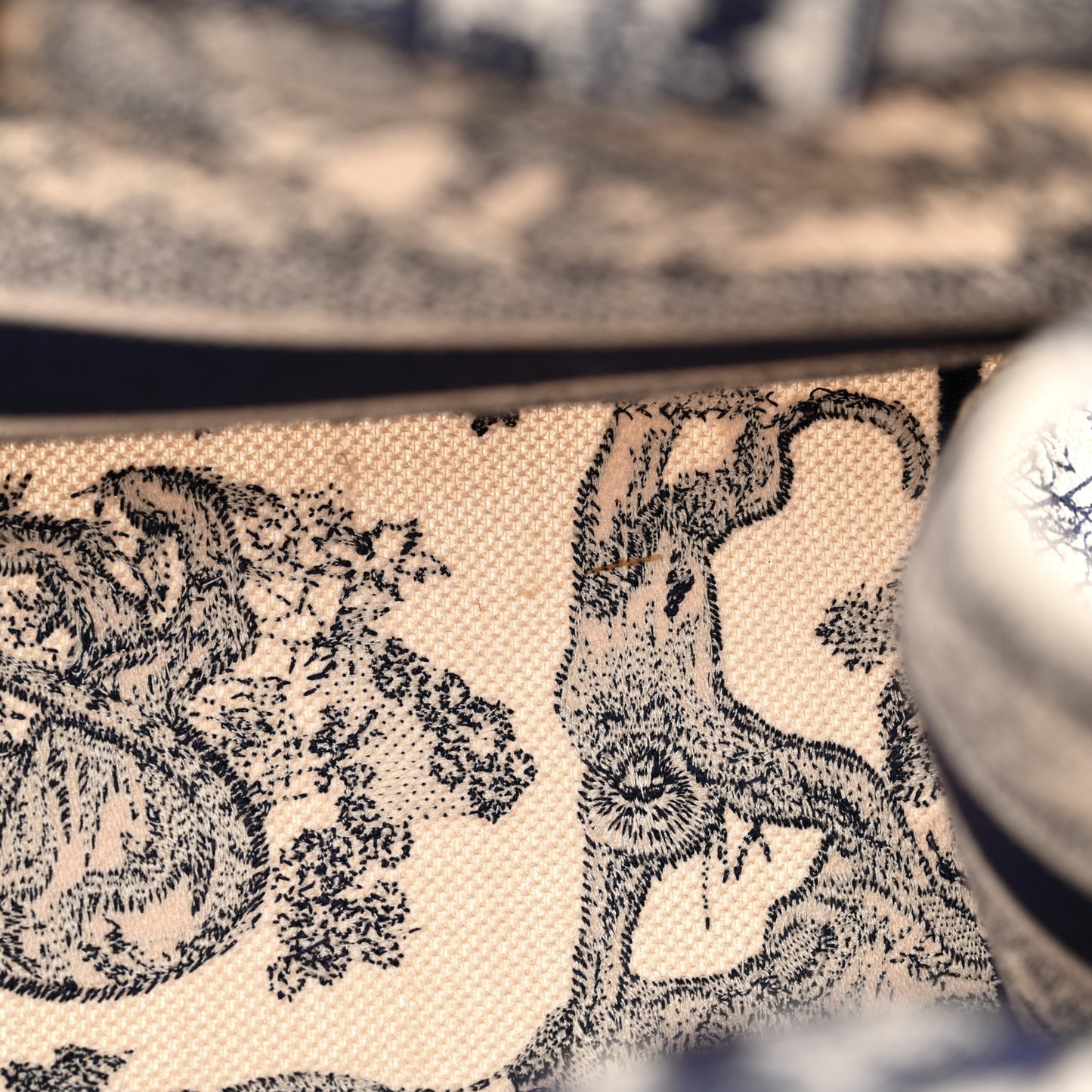 Canvas Embroidered Medium Dioriviera Toile De Jouy Book Tote Blue