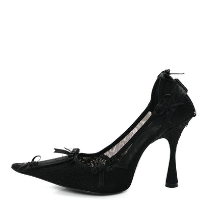Balenciaga Lace Mesh Lingerie Square Bow Knife 80mm Pumps 37.5 Black 1 of 9