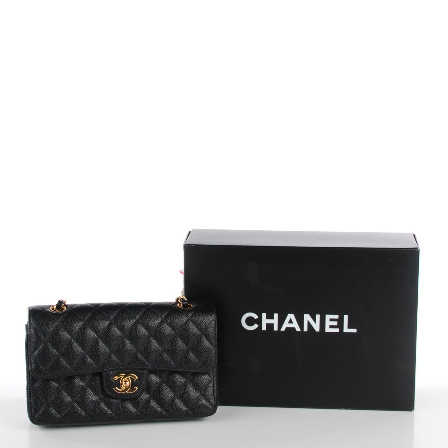 Caviar Quilted Small Double Flap Black