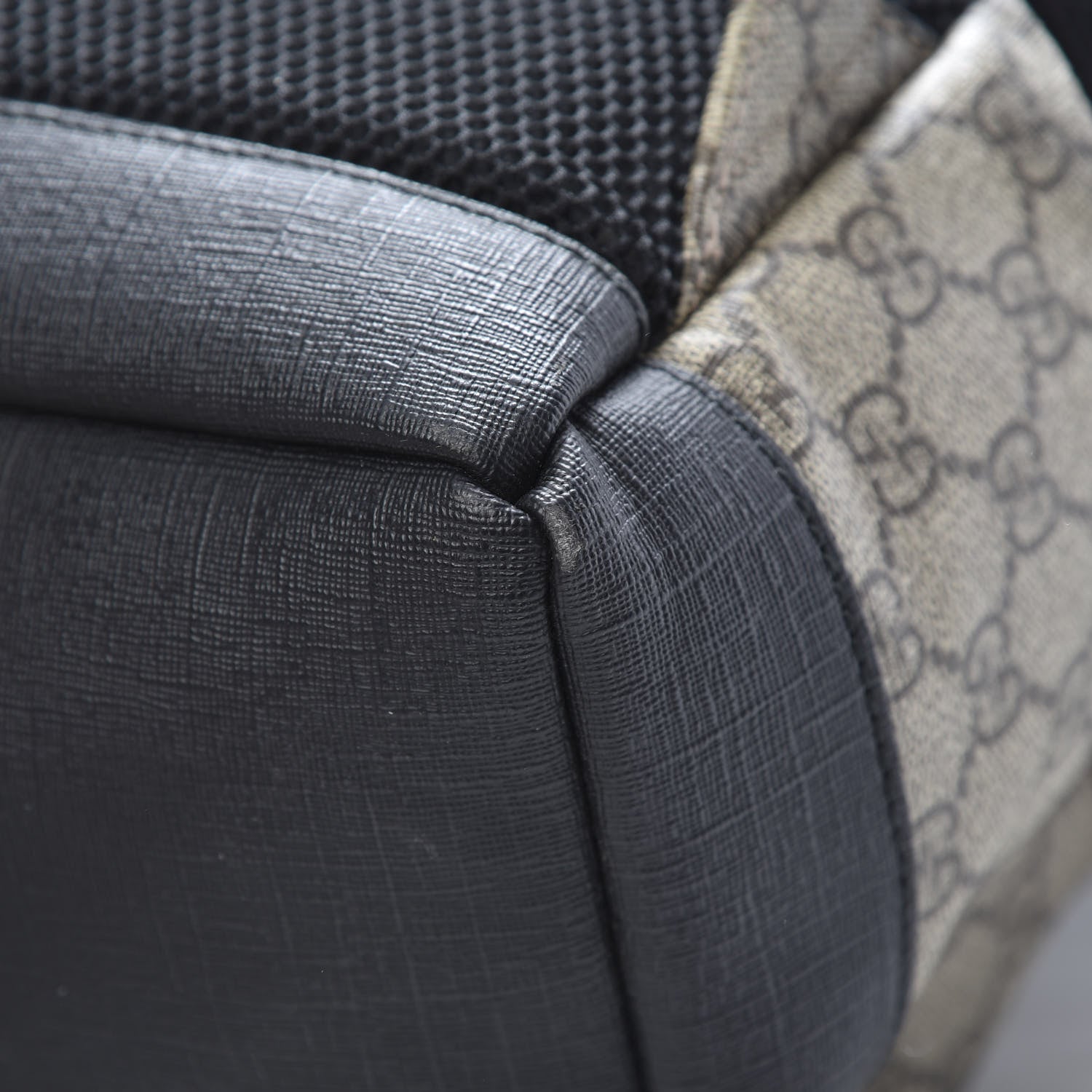 Gucci GG Supreme Monogram Single Buckle Backpack Beige Black 10 of 12