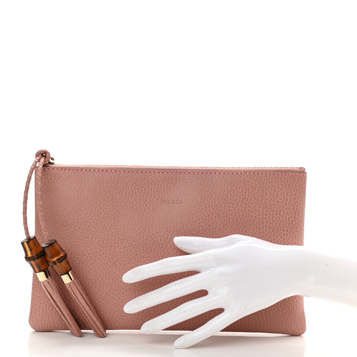 Gucci Calfskin Bamboo Clutch Pink 2 of 7