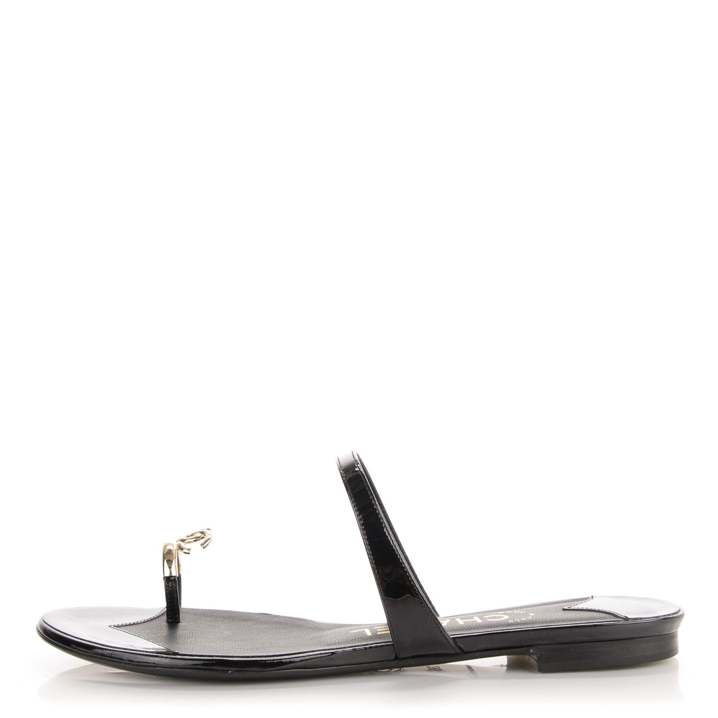Patent CC Toe Ring Sandals 36 Black