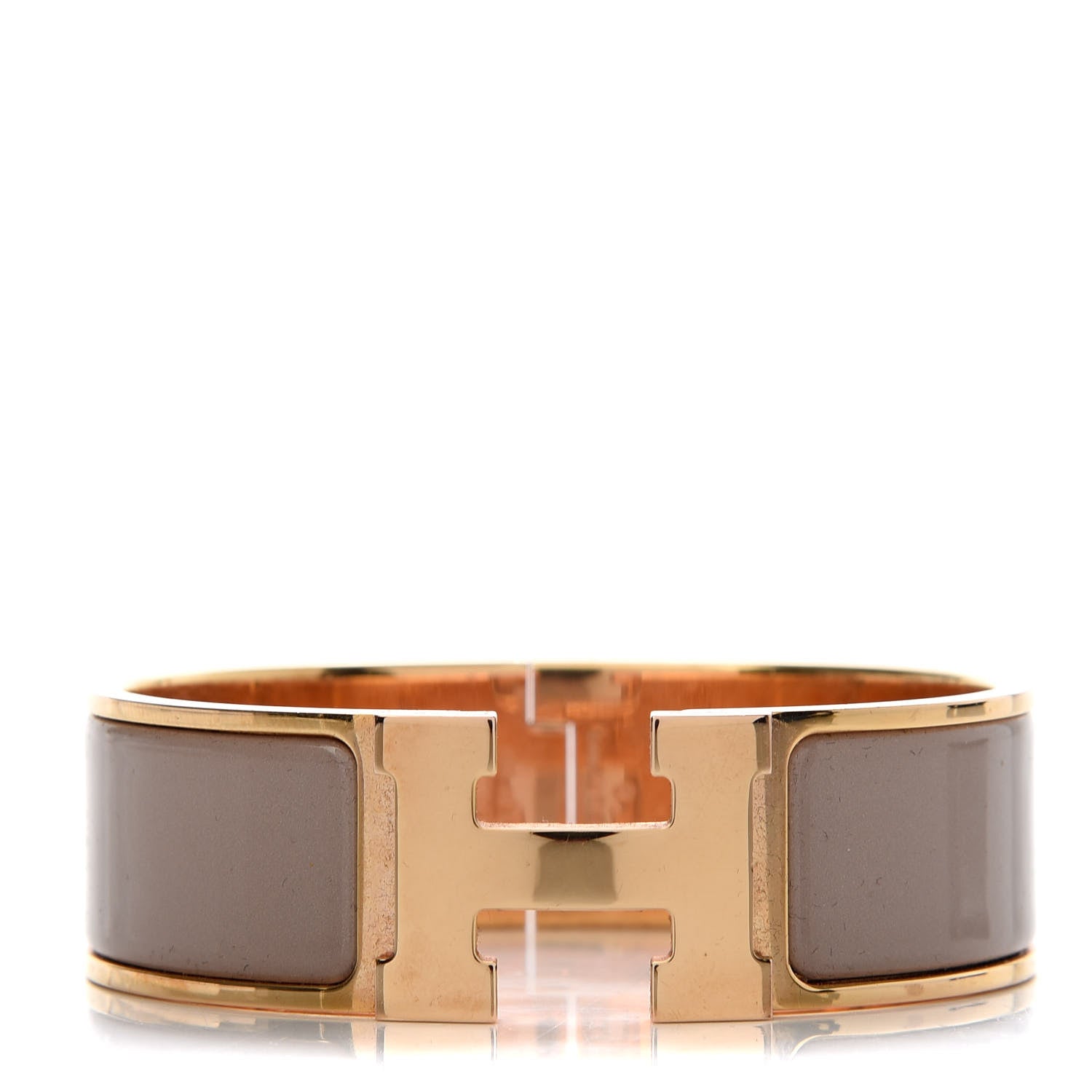 Hermes Enamel Wide Clic Clac H Bracelet GM Marron Glace 1 of 5