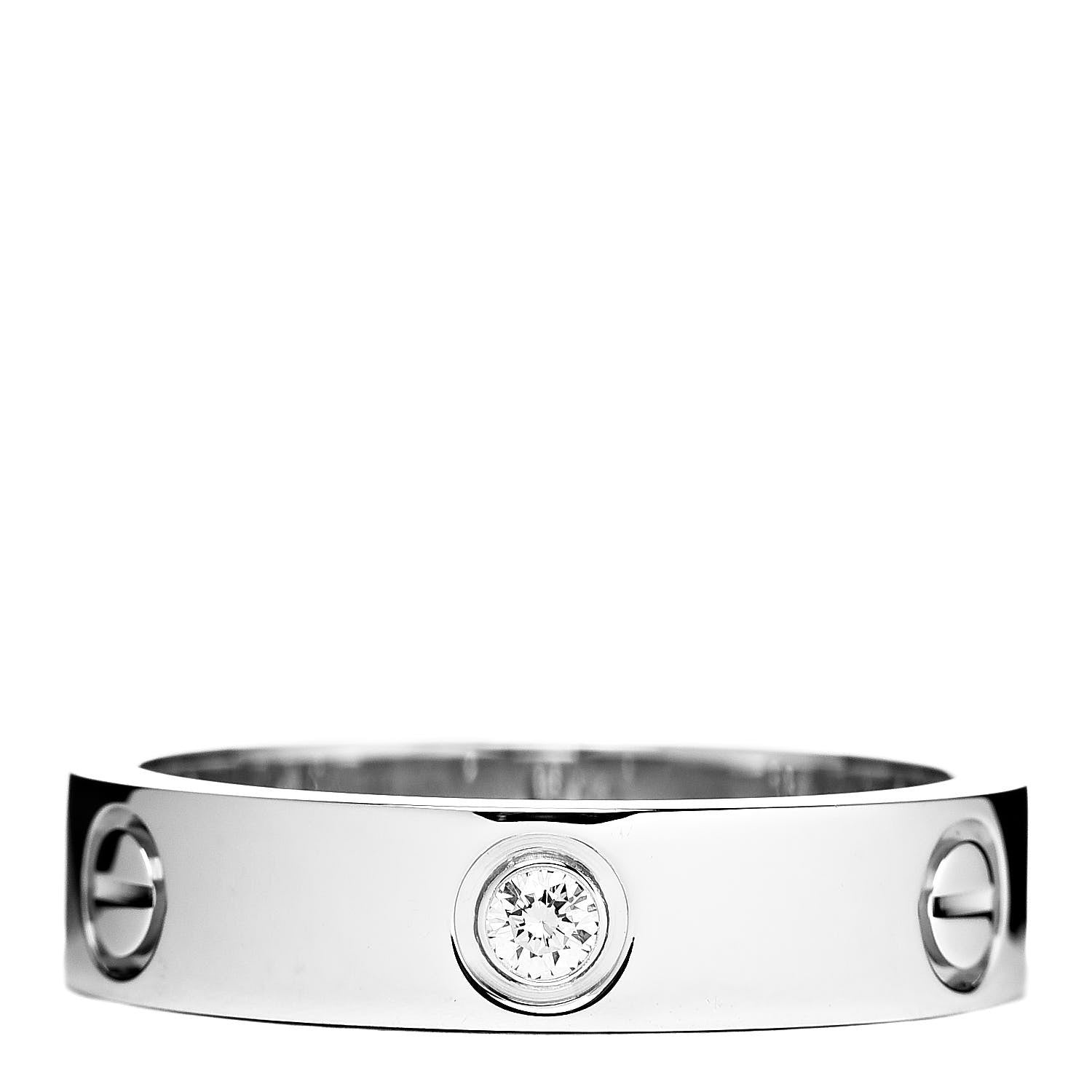 Cartier 18K White Gold 3 Diamond 5.5mm LOVE Ring 63 10.25 1 of 6