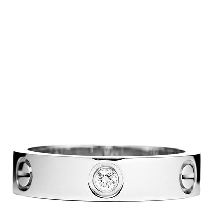 Cartier 18K White Gold 3 Diamond 5.5mm LOVE Ring 63 10.25 1 of 6