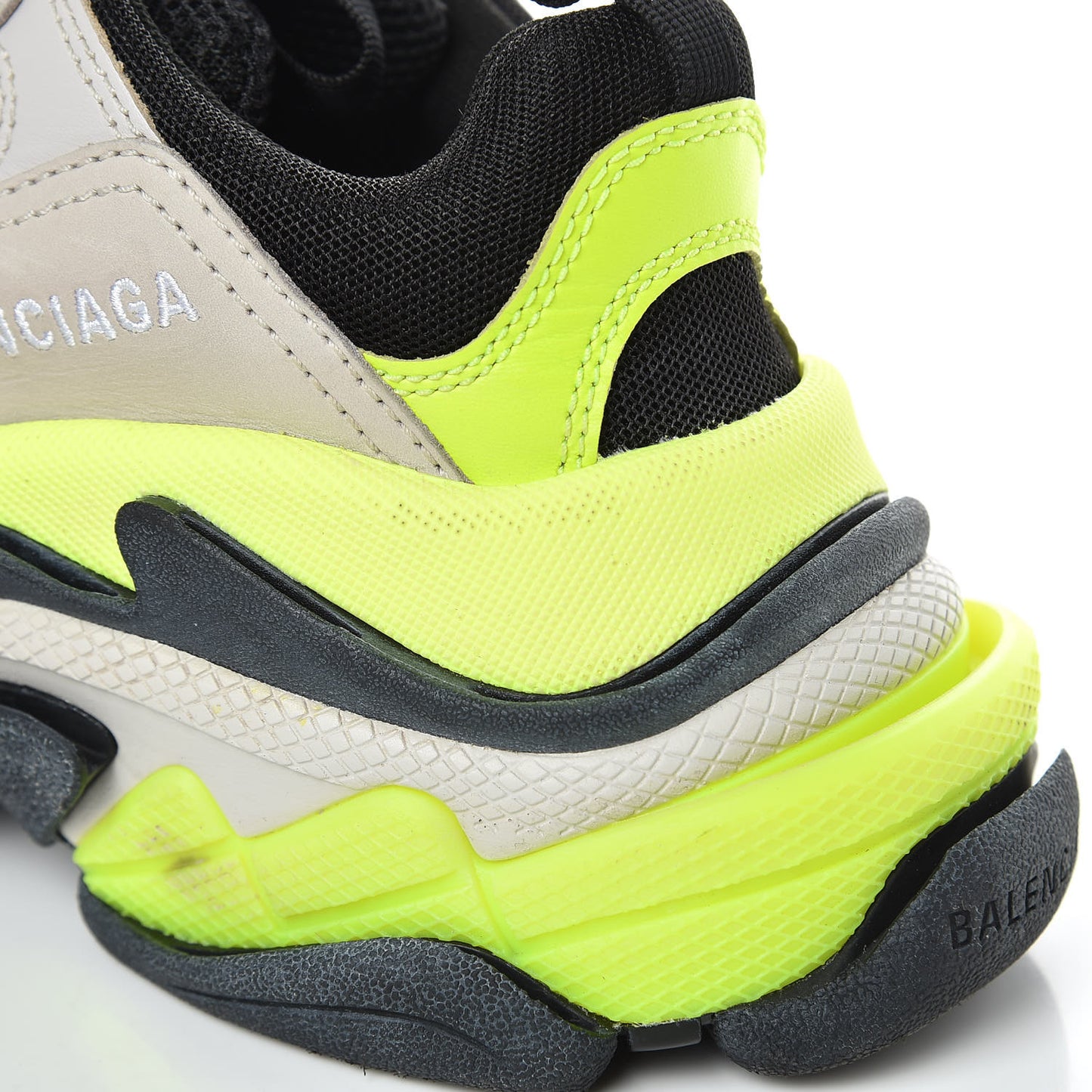 Fabric Mesh Womens Triple S Sneakers 36 Grey Black Jaune Fluo