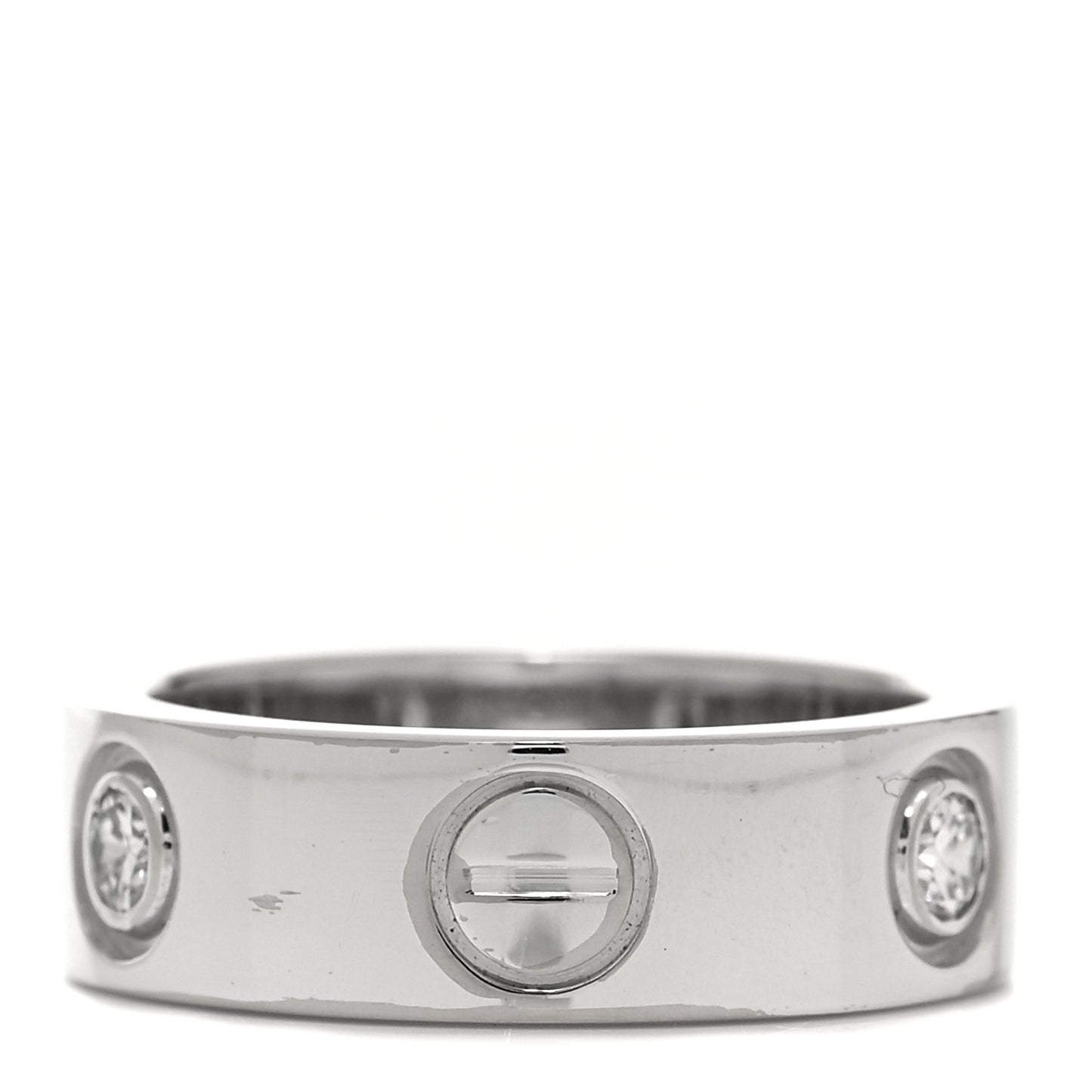 18K White Gold 3 Diamond 5.5mm LOVE Ring 46 3.75
