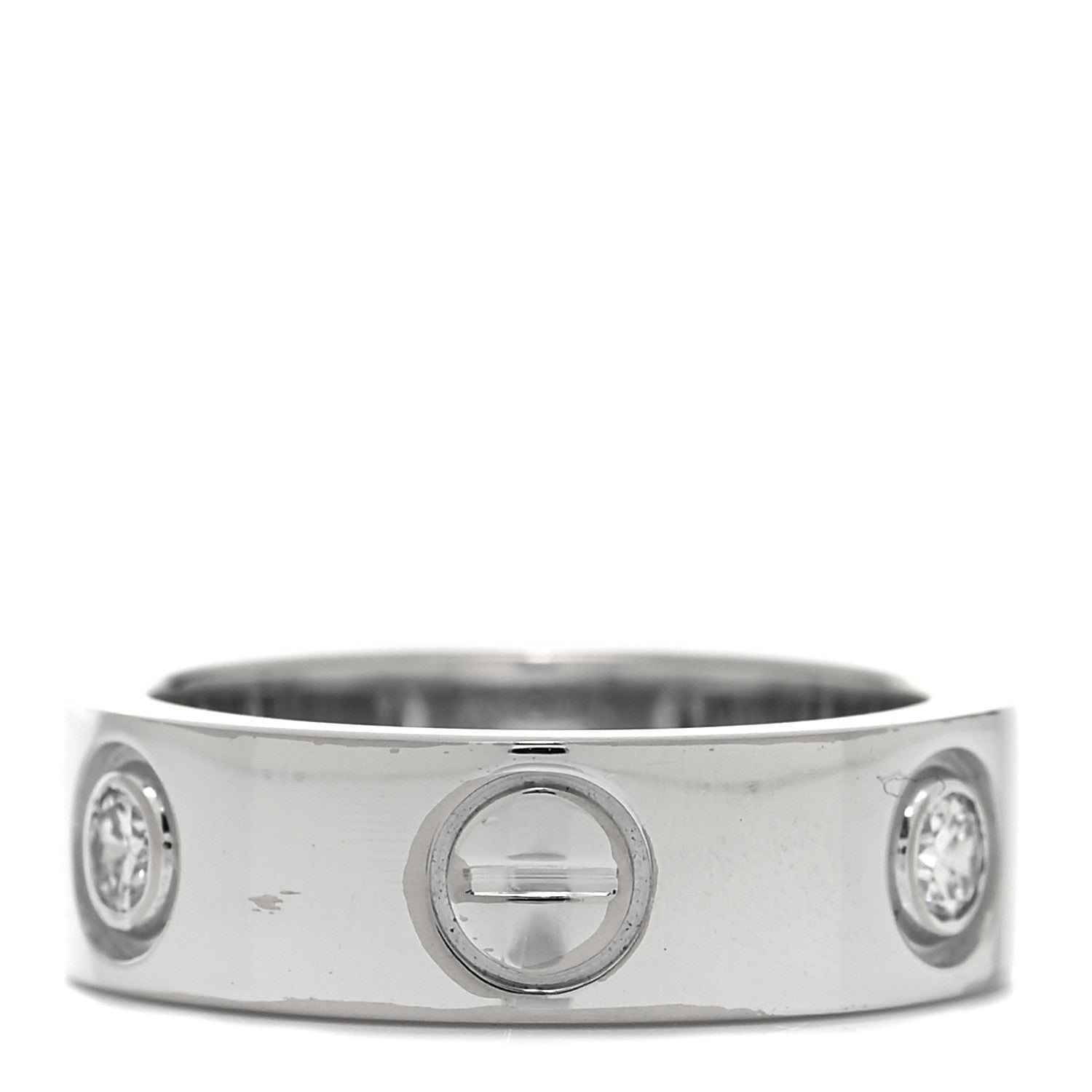Cartier 18K White Gold 3 Diamond 5.5mm LOVE Ring 46 3.75 3 of 5