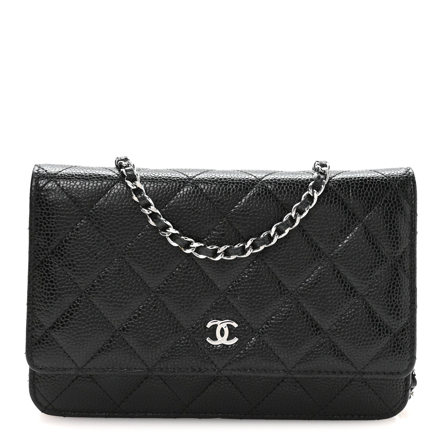 Caviar Quilted Wallet on Chain WOC Black