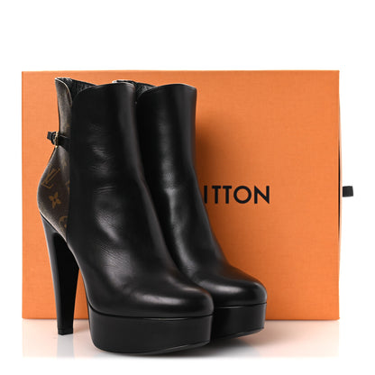 Louis Vuitton Calfskin Monogram Afterglow Platform Ankle Boots 39.5 Black 13 of 13