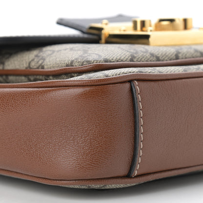 Gucci GG Supreme Monogram New Sakai Lux Calfskin Mini Padlock Flap Pocket Shoulder Bag Beige Ebony Black Cuir 11 of 12