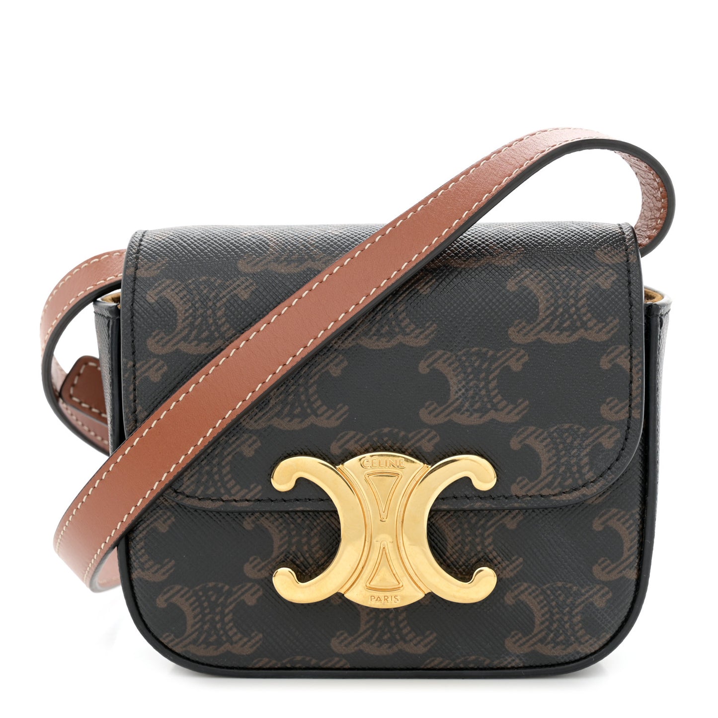 Triomphe Canvas Calfskin Mini Triomphe Tan