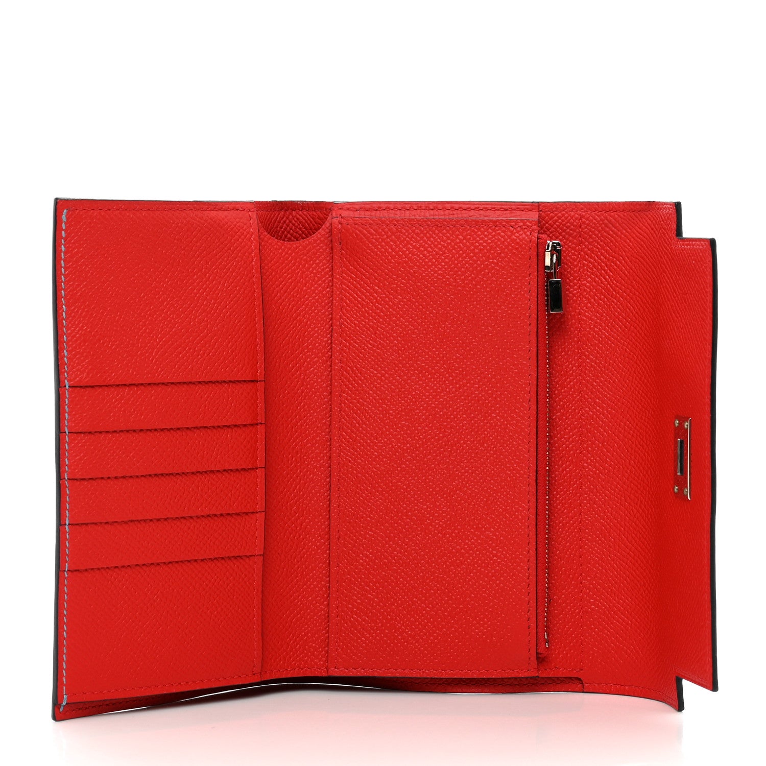 Hermes Epsom Verso Medium Kelly Wallet Bleu Du Nord Rouge De Coeur 5 of 8