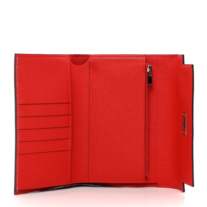 Hermes Epsom Verso Medium Kelly Wallet Bleu Du Nord Rouge De Coeur 5 of 8