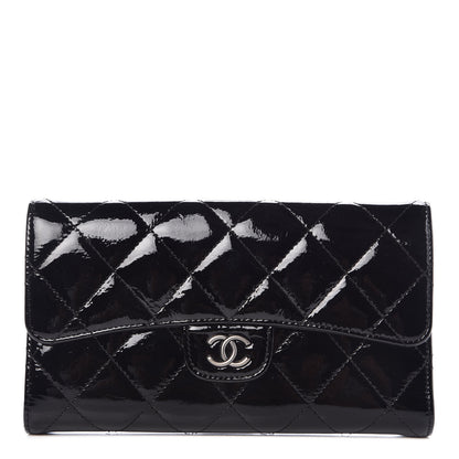 Chanel Patent Quilted Large Flap Wallet Black 1 of 9