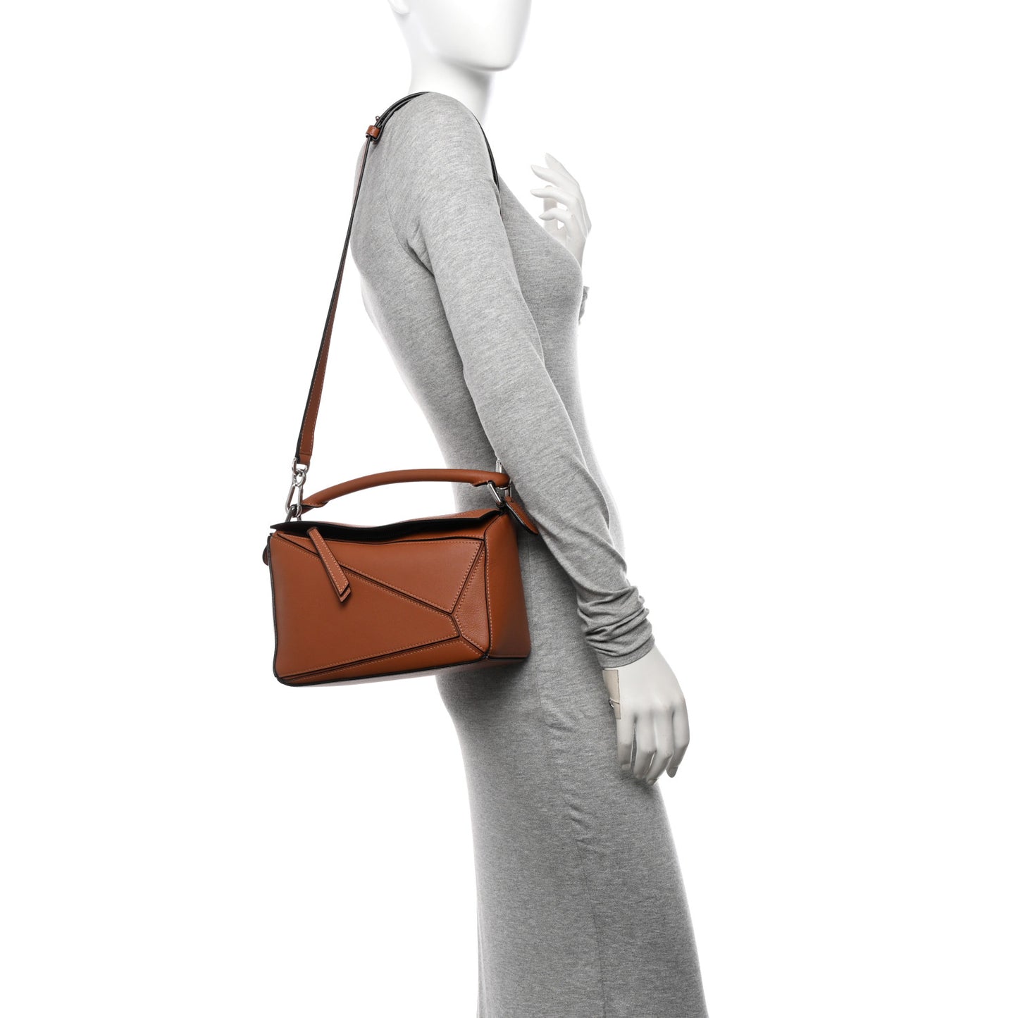Grained Calfskin Small Puzzle Bag Tan