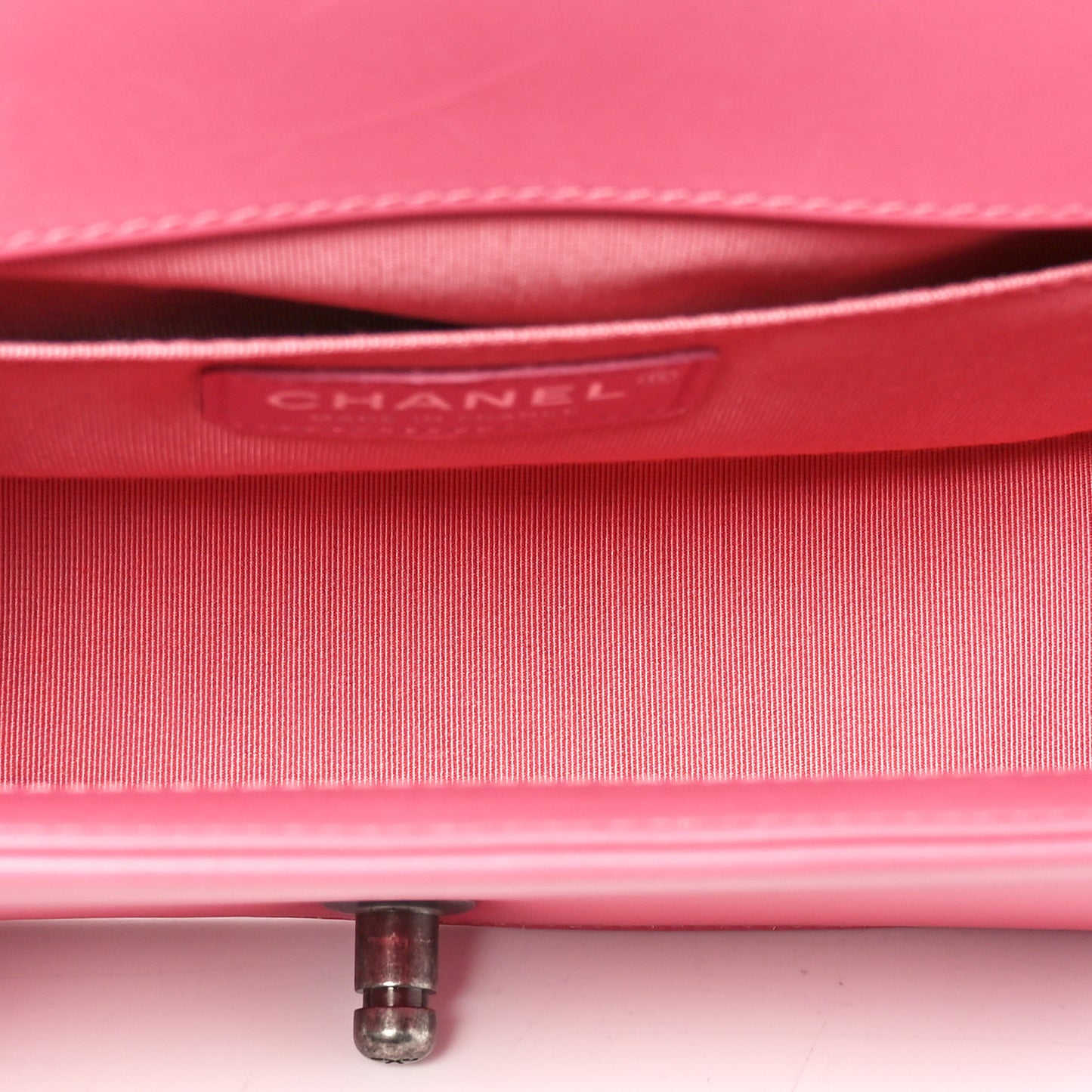 Calfskin Chevron Quilted Medium Boy Flap Pink