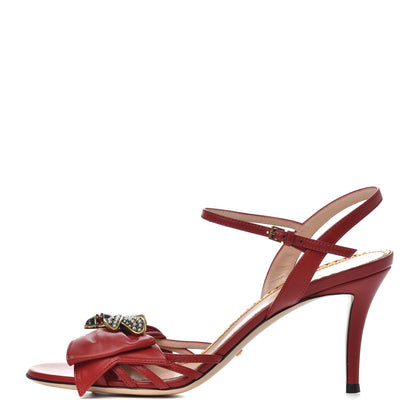 Gucci Nappa Queen Margaret Mid Heel Sandals 40 Hibiscus Red 1 of 11