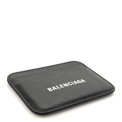 Balenciaga Grained Calfskin Logo Cash Rounded Card Holder Black White 4 of 9