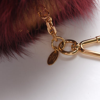 Louis Vuitton Fox Fur Fuzzy V Bag Charm Amarante 3 of 4